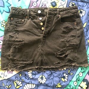 American Eagle Outfitters black ripped jean skirt